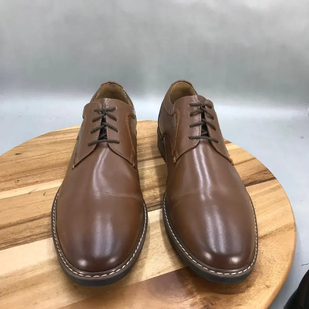 Nunn Bush Hayden Plain‎ Toe Oxford Dress Shoes Mens 12 M Brown Leather Lace Up